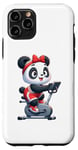 Coque pour iPhone 11 Pro Panda sur vélo d'appartement Gym Fitness Entraînement Sport