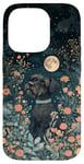 iPhone 14 Pro Miniature Schnauzer Moon Flowers Cottagecore Dog Mom Case