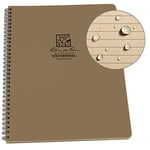 Rite In The Rain Waterproof Paper Side Spiral Notepad Tan Polydura Cover 84 Pages 42 Sheets Imperial and Metric Rulers, 4 ⅝ x 7- Inch, Brown