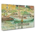Oyster Sloop By Childe Hassam Classic Painting Canvas Wall Art Print Ready to Hang, Framed Picture for Living Room Bedroom Home Office Décor, 24x16 Inch (60x40 cm)
