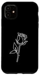 Coque pour iPhone 11 Rose Fleur Abstraite Dessin Minimaliste one Line Art