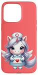 Coque pour iPhone 15 Pro Max Valentine Unicorn Caring Nurse Love Healthcare Poney magique