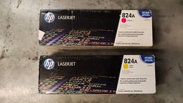 Genuine HP 824A Magenta + Yellow Toner Cartridges (CB383A CB382A) FREE DELIVERY