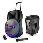 Enceinte sono portable batterie 800W - PARTY-15RGB - USB/ MICRO SD/BT/FM + Micro VHF + Tél