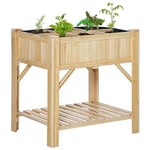 Outsunny Jardinière sur Pieds - carré Potager avec étagère - dim. 78L x 58l x 81H cm - 6 Compartiments - Feutre Drainage Inclus - Bois Sapin pré-huilé