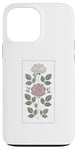 Coque pour iPhone 13 Pro Max Rose florale botanique, style minimaliste, roses d'amour