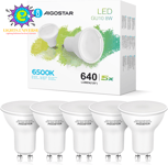 GU10 LED Bulbs Cool White, 8W 6500K 640 Lumen, 5 Pcs/Box, 100° Beam Angle, Flic