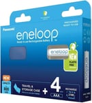 4 Panasonic eneloop AAA 750 mAh Rechargeable Batteries NiMH + FREE BATTERY CASE