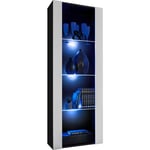 Extreme Furniture - Amoire Open Vertical 159, Noir/Blanc, Largeur 55cm x Hauteur 159cm x Profondeur 35cm, led rgb, 3 étagères, pour Salon, Chambre,