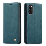 QLTYPRI Etui Coque pour Samsung Galaxy S20, Portefeuille Fentes Cartes Housse Antichoc Cuir PU Vintage Portefeuille Etui Compatible avec Samsung Galaxy S20 - Bleu