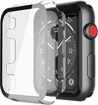 Recata 2 Pièces Transparent PC Coque Compatible avec Apple Watch Serie 3 Series 2 38mm avec Protection ecran en Verre Trempé, HD Clair Ultra Mince Anti-Choc Protection iWatch