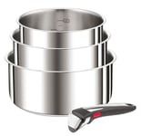 Tefal Ingenio Set of 4 Pieces, 16/18/20 cm Pans + 1 Removable Handle, Inducti...