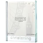 Christening Photo Frame Glass Large Picture Present Silver Stars Spaceform