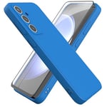 HHUIWIND Coque pour Samsung Galaxy S23 FE 5G (6,4") avec Verre Trempé écran Protecteur,Anti-Scratch Étui Silicone TPU Case Cover pour Samsung Galaxy S23 FE 5G - Bleu