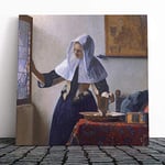 Big Box Art Canvas Print Wall Art Johannes Vermeer Woman with a Water Jug | Mounted & Stretched Box Frame Picture | Home Decor for Kitchen, Living Room, Bedroom, Hallway, Muli-Colour, 20x20 Inch