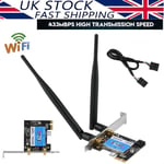 433Mbps PCI-E Wireless WiFi Card 2.4/5G Dual Band Desktop PC Network Adapter UK