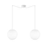 Sotto Luce Tsuki lampe suspension boule à 2 lumières - verre opale mat/blanc - câbles textiles blancs de 1,5 m - rosace de plafond blanche - 2 x E27 - ø 25 cm