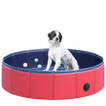 PawHut Foldable Dog Paddling Pool Pet Cat Swimming Pool Indoor/Outdoor Collapsible Summer Bathing Tub Shower Tub Puppy (80w × 20h cm, Red)