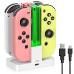 FastSnail Charging Dock Compatible with Nintendo Switch for Joy Con & OLED Model Controller with Lamppost LED Indication, Charger Stand Station with Charging Cable-White