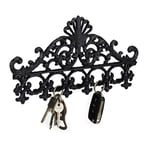 Relaxdays Patère porte-manteau en fonte avec 5 crochets style baroque antique ancien HxlxP: 17 x 35 x 3,5 cm noir