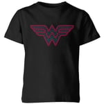 Justice League Wonder Woman Retro Grid Logo Kids' T-Shirt - Black - 9-10 Years - Black