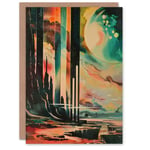 Retro Sci-Fi Cliff by Moon Artwork Galaxy Fantasy Greeting Card Birthday Him Her