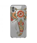 Coque Iphone XS MAX Elephant henne mandala ethnique fleur transparent