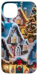 Coque pour iPhone 14 Plus Village Enneigé Hiver Neige Noël Modèle Flocons De Neige