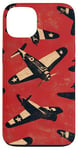 Coque pour iPhone 13 Coque de téléphone rétro à rayures rouges vintage WWII P40 Tiger Warbird