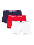 Tommy Hilfiger - Men's Boxer Shorts - Multipack Trunks For Men - 3 Pack Underwear Man - Signature Waistband Elastic - Red/White/Blue - Size S