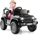 Voiture Electrique Enfants 12V avec Télécommande Lumières Mode Musique Charge 30KG Noir