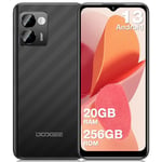 DOOGEE Android Phones, N50 Pro 20GB+256GB, 1TB TF, Android 13 Phone Unlocked, 50MP +8MP, 6.52" HD+Waterproof Screen, 18W Fast Charger, 4G Dual SIM Phones, Face ID/Fingerprint - Black