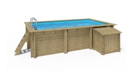 Piscine de jardin en bois - 5x3 x H.1,25 m - avec filtration et coffre de filtration - BAS786OSP+SZA7