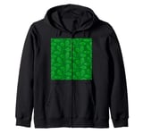 Climbing Vine Leaves In Lime On Green Zip Hoodie