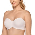 DELIMIRA Soutien Gorge sans Bretelles Invisible Grande Taille Femme Soutien-Gorge avec Armature Minimiseur Rose Blanc 105C