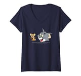 Womens Tom & Jerry Classic Heads Pocket V-Neck T-Shirt