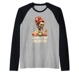 Skeleton Coffee Is My Valentine Funny Women Valentines Day Raglan Baseball Tee