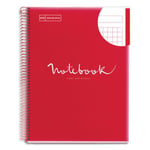 Miquelrius Cahier polypropylène spirale EMOTION - 21x29,7cm 160 pages 90g 5x5 Coloris rouge