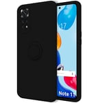 Tumundosmartphone Coque Silicone Liquide Ultra Douce avec Bague pour Xiaomi Redmi Note 11/11S Couleur - Noire