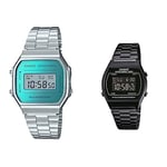 Casio Mixte Digital Quartz Montre avec Bracelet en Acier Inoxydable A168WEM-2EF & Mixte Analogique Quartz Montre avec Bracelet en Acier Inoxydable B640WB-1BEF