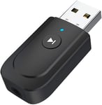 Adaptateur émetteur et récepteur Bluetooth Clé USB 3 en 1 Clé USB Bluetooth 5.0 Adaptateur Audio USB Émetteur récepteur avec câble Audio numérique de 3,5 mm, Petit et Efficace