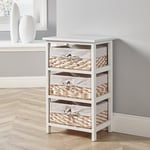 Norfolk 3 Wicker Basket Drawer Chest Storage Unit