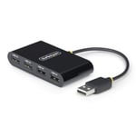 StarTech.com Hub USB 2.0 à Ports, Alimentation par Bus USB, Petit Hub USB de Voyage, Répartiteur USB 2.0, 480Mbps