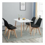 Ensemble Complet de Table à Manger pour 2 à 4 Personnes - Table Blanche et 4 Chaises Noires de Design Scandinave