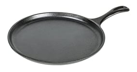 Lodge L9OG3 26.67 cm / 10.5 inch Pre-Seasoned Cast Iron Round Griddle / Pancake Pan, Black