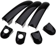 6/7 / 9PC voiture avant ABS carbone brillant 3/4 poignée de porte couvre poignées fit   , pour VW Transporter T5 2003-2015 T6 2016 caddy fit   , pour Vans autocollant (couleur: 9pcs noir brillant) -7pcs_Gloss_Black