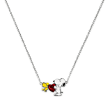 Snoopy & Woodstock Womens Silver Plated Heart Charm Pendant Necklace