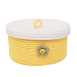 1 Pcs Small Cotton Rope Basket with Lid Round Woven Baskets Decorative8407