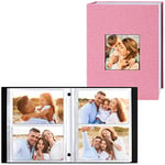 Lanpn Album Photo 10x15 200 Pochette 2 Paquets, Lin Tissu Album pour Horizontal Photos (Rose)