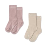 Konges Sløjd 2pk rib glitter socks – rose/off white - 29-32